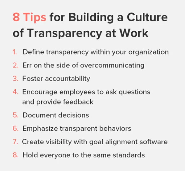 8 Tips for Building a Transparent Work Culture