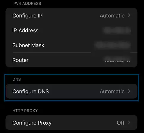 Configure DNS option in iOS