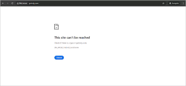 DNS PROBE FINISHED NXDOMAIN error in Chrome