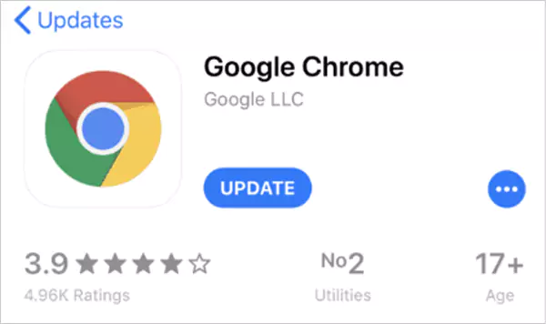 Google Chrome update on App Store