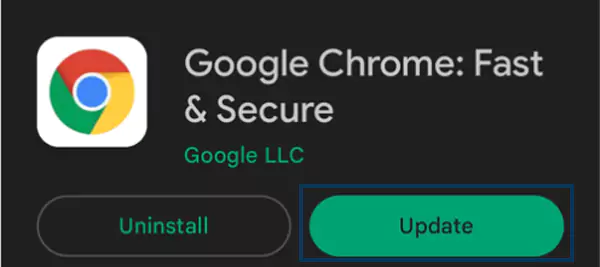 Google Chrome update on Play Store