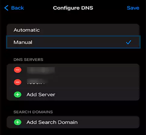 Manual Configure DNS on iOS