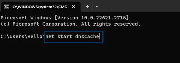 Prompt for starting DNS service on Windows