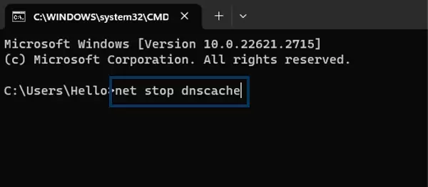 Prompt for stopping DNS service on Windows