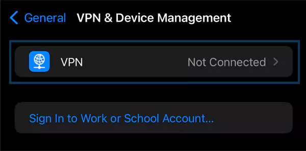 VPN options in iPhone