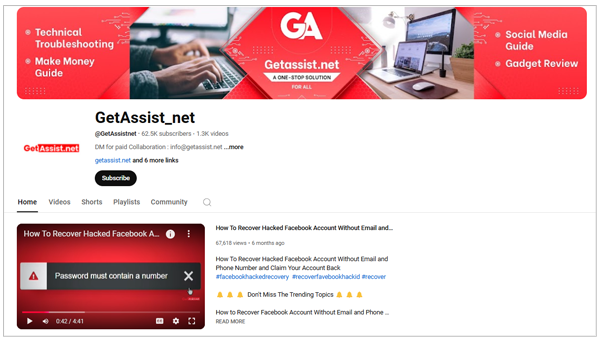 YouTube Channel GetAssist