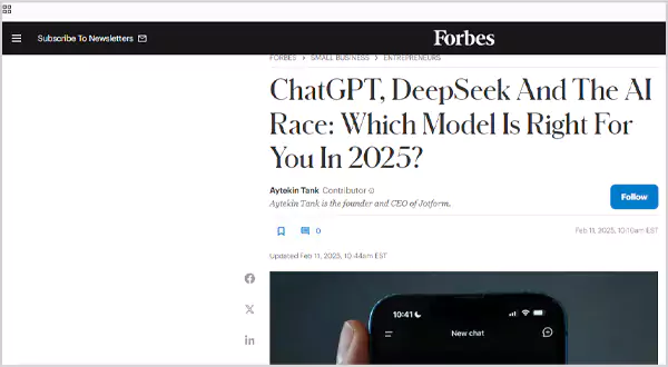 ChatGPT vs DeepSeek Forbes