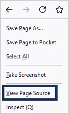 view source code on Firefox